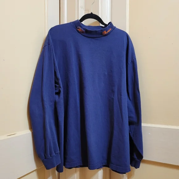Reebok Shirts Vintage Miami Dolphins Xl Blue Mock Turtleneck